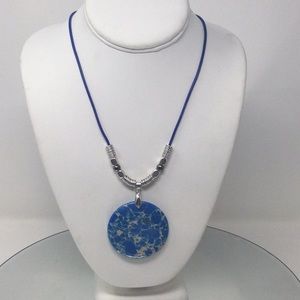 “Daydreamer” Jasper Agate Necklace in blue and cream